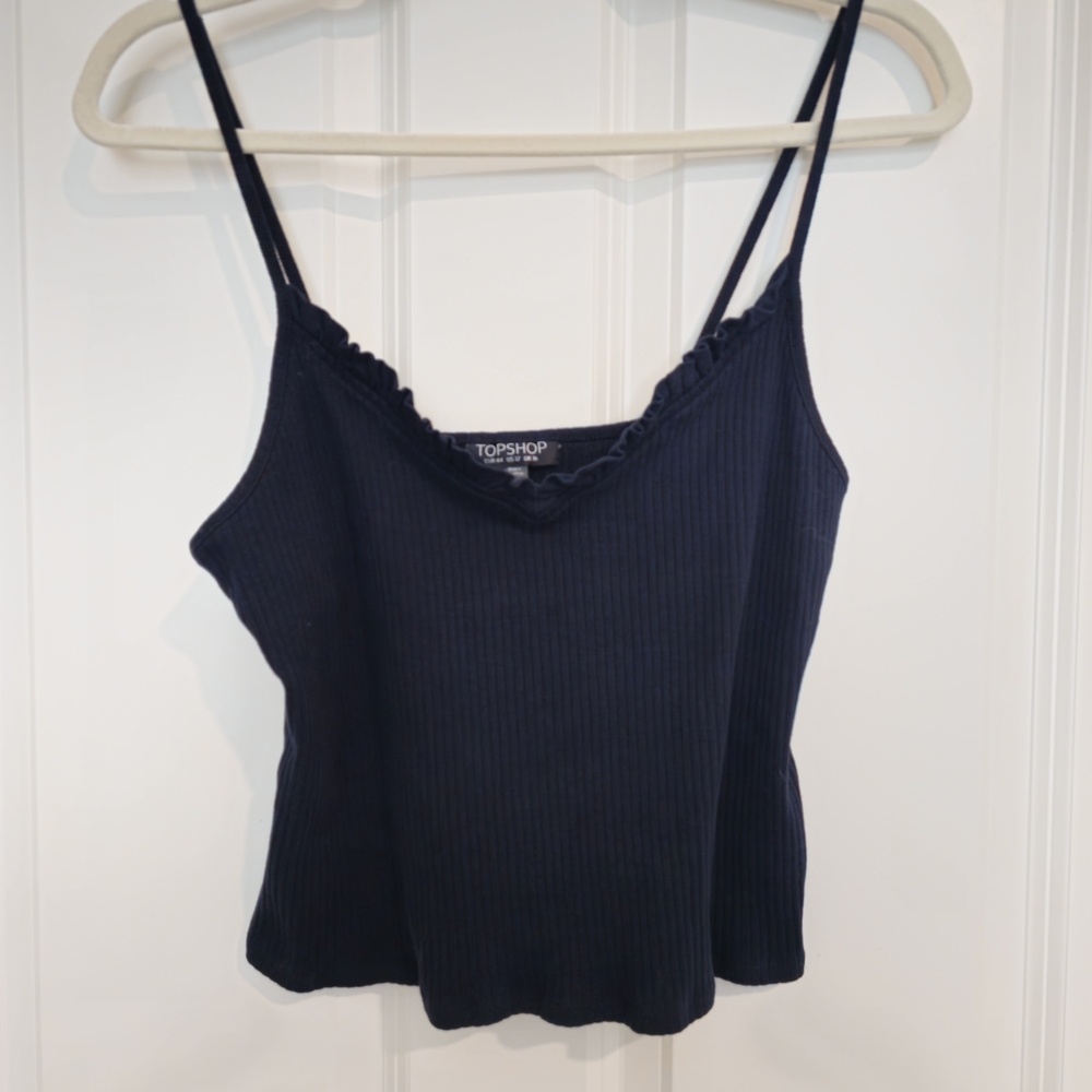Topshop Black Ribbed Tank Top